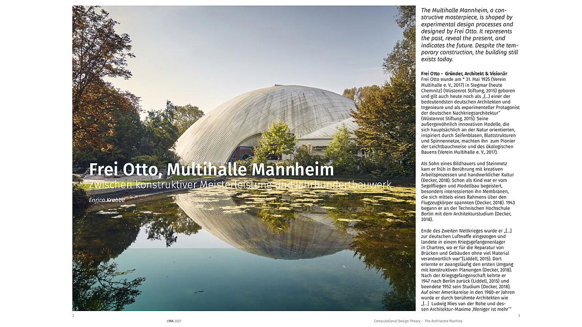 Aufsatzauszug: Frei Otto, Multihalle Mannheim