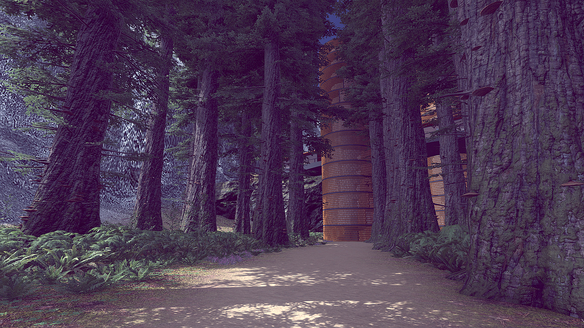 Screenshot: Turm im Giant Redwood Wald
