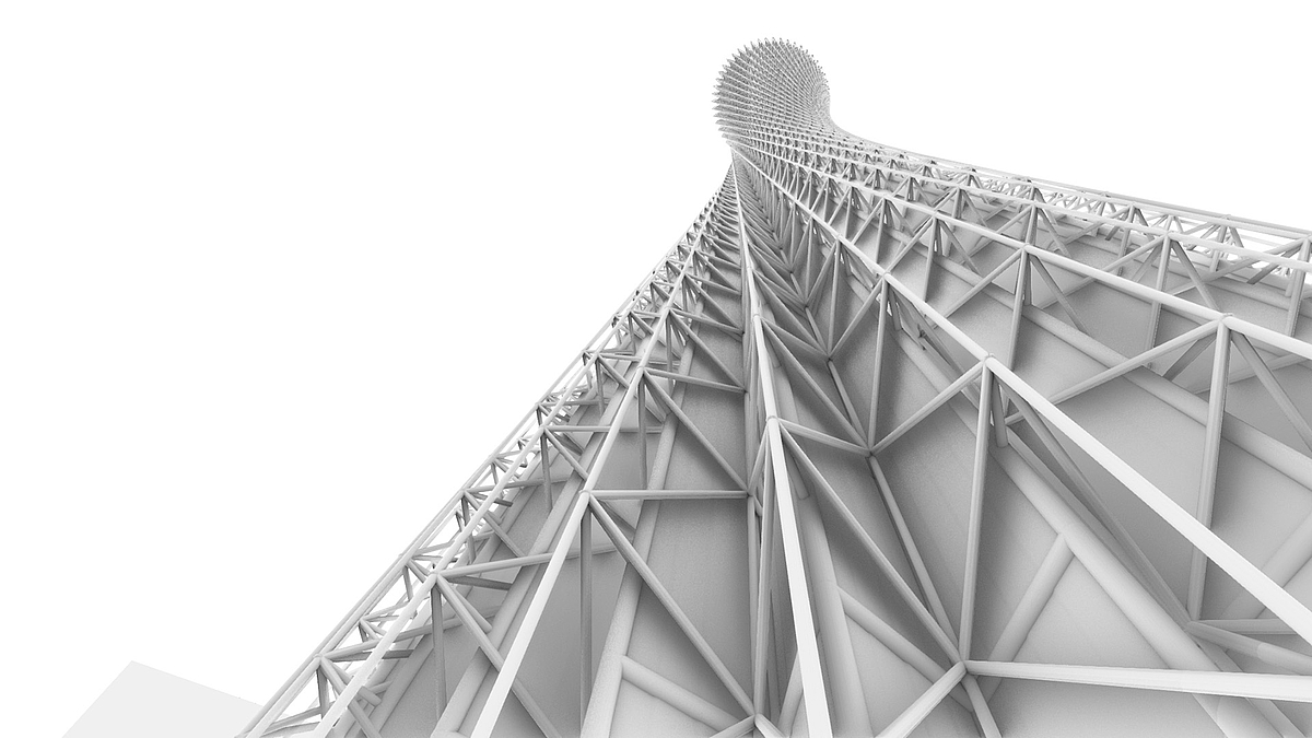 Rendering: parametrischer, eingedrehter Tower