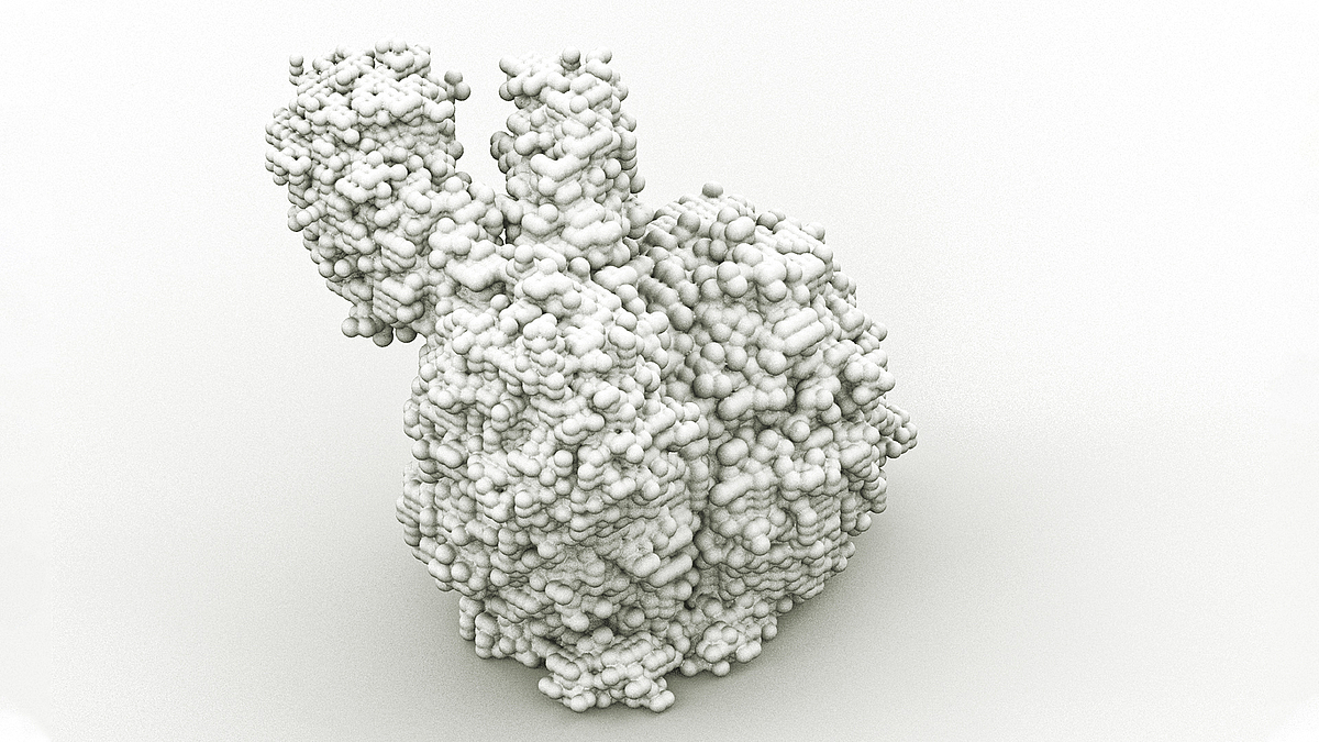 Voxelisierter Stanford Bunny stark gefüllt